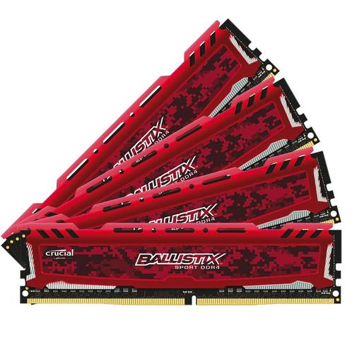 64 GB RAM DDR4 (4x16 GB) 3200 MHz CL16 Red Crucial Ballistix, Computers en Software, RAM geheugen, Zo goed als nieuw, Desktop