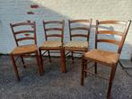 4 houten rieten stoelen, Ophalen, Gebruikt