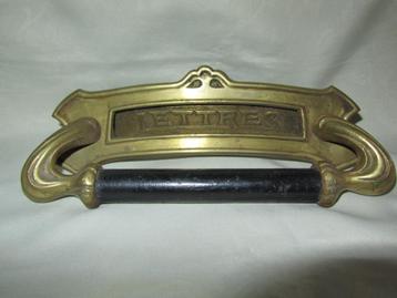 Art Nouveau brievenbusgreep en ingang: brons, hout, Ophalen of Verzenden, Brons