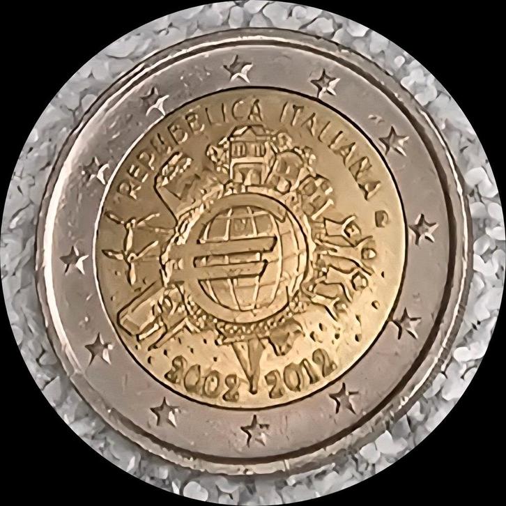 2 euro herdenkingsmunt 10 jaar euro italië, Postzegels en Munten, Munten | Europa | Euromunten, Losse munt, 2 euro, Italië, Ophalen of Verzenden