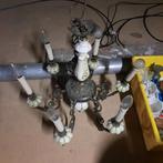 Luster , antiek , 6 armig + kaarshouder ., Huis en Inrichting, Ophalen, Gebruikt