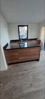 Moderne eilandkeuken houtlook granietenwerkblad+GEDEMONTEERD, Overige kleuren, Overige typen, Graniet of Steen, Ophalen of Verzenden