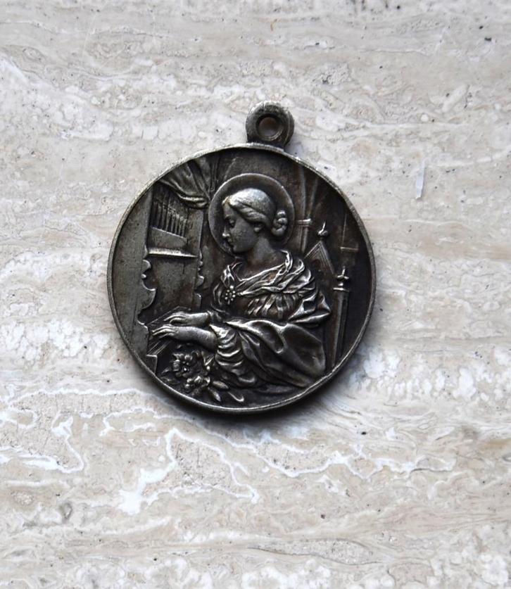 medaille Sint-Cecilia 1908, Postzegels en Munten, Penningen en Medailles, Zilver, Verzenden