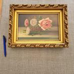 Olieverf schilderij op hout - bloemenmandje, Antiek en Kunst, Ophalen of Verzenden
