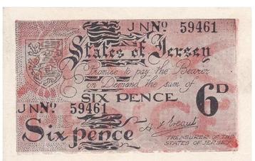 Jersey, 6 Pence, 1942, UNC, p1