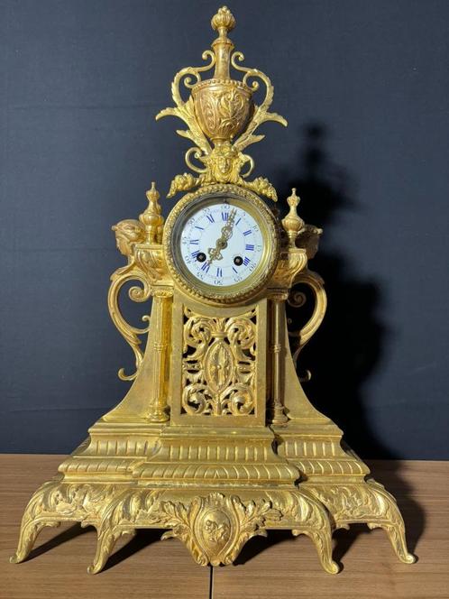(55) Antieke Franse Bronzen Regency Stijl pendule ca.1880, Antiek en Kunst, Antiek | Klokken, Ophalen of Verzenden