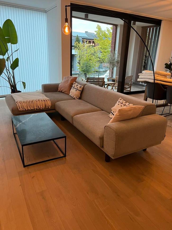 Zetel met chaise longue, Huis en Inrichting, Zetels | Complete zithoeken, Zo goed als nieuw, Stof, Ophalen