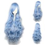 Luxe pruik superlang lichtblauw haar met slagen 85cm, Envoi, Neuf