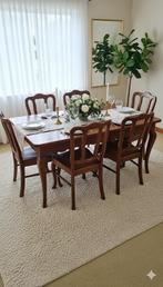 Massief eikenhouten tafel in Louis XV-stijl + 6 stoelen, Ophalen
