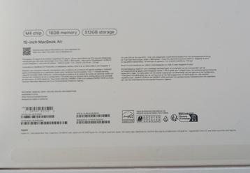 Macbook Air 15" M4 16gb/512ssb neuf 2025 beschikbaar voor biedingen