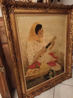 Schilderij prachtig stuk, groot gouden brocante kader, Antiek en Kunst, Ophalen