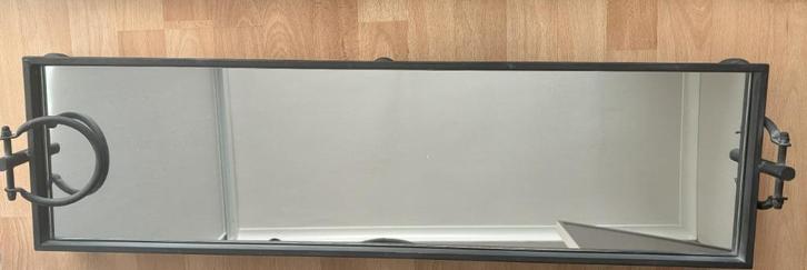 zwart metalen dienblad met glasafwerking, Huis en Inrichting, Woonaccessoires | Dienbladen, Nieuw, Metaal, Rechthoekig, Ophalen