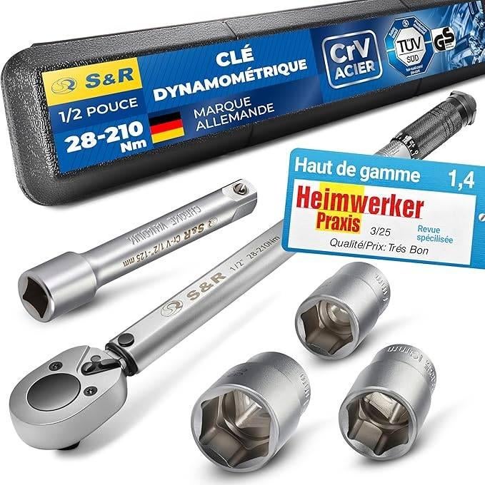 Clé dynamométrique S&R | cliquet carré avec rallonge