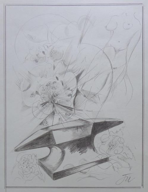 JORIS MINNE / EVOCATION / ORIGINEEL WERK / 51x34cm / MONO, Antiek en Kunst, Kunst | Tekeningen en Fotografie, Verzenden