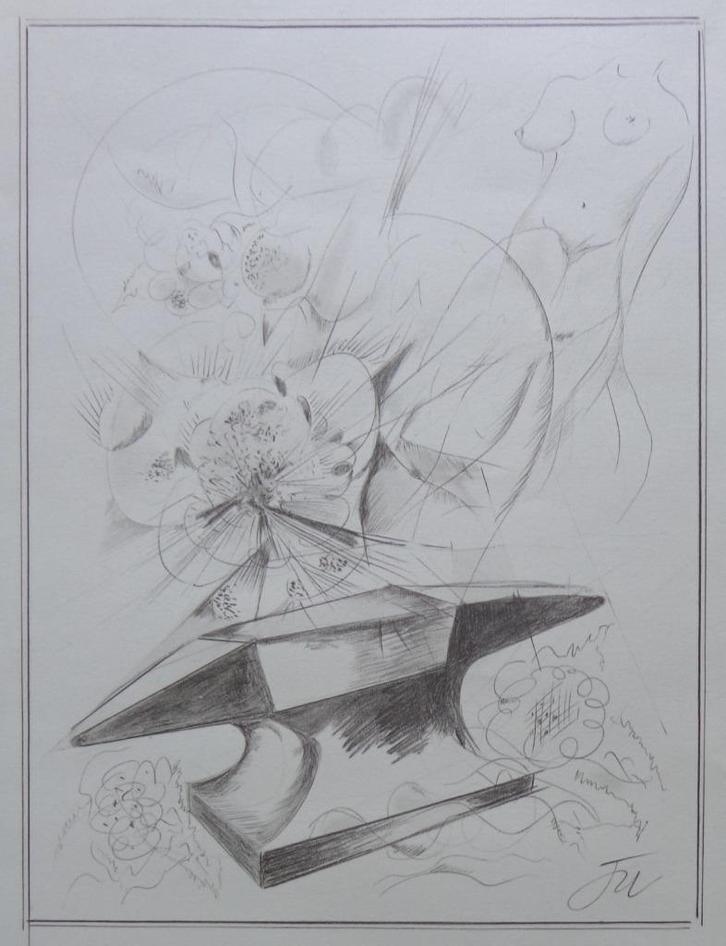 JORIS MINNE / EVOCATION / ORIGINEEL WERK / 51x34cm / MONO, Antiek en Kunst, Kunst | Tekeningen en Fotografie, Ophalen of Verzenden