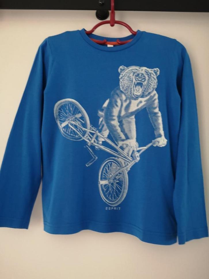 Blauw T-shirt met lange mouwen, Kinderen en Baby's, Kinderkleding | Maat 128, Gebruikt, Jongen, Overige typen, Ophalen