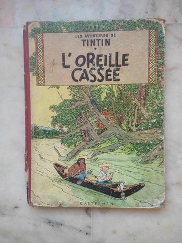 Tintin : L 'oreille cassée B11,DR, pages de garde bleu foncé disponible aux enchères