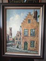 BRUGGE is oltyd schône  'Originele lijst'  Olieverf OP DOEK, Gebruikt, Oorspronkelijke maker, Ophalen of Verzenden, Schilderij