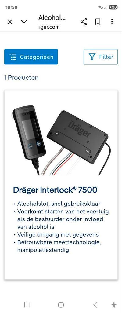 Dräger interlock 7500 alcoholslot, Audio, Tv en Foto, Opladers, Zo goed als nieuw, Ophalen of Verzenden