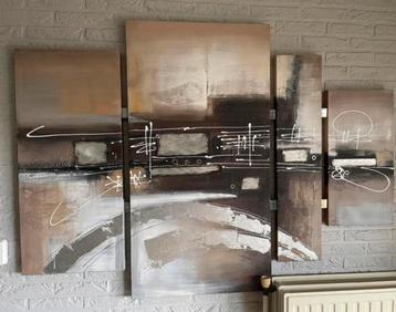 Groot kunstwerk van onbekende artiest. 160 x 115cm beschikbaar voor biedingen