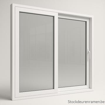 Opruiming-kunststof/PVC schuifraam dubbel glas wit-198x210 beschikbaar voor biedingen