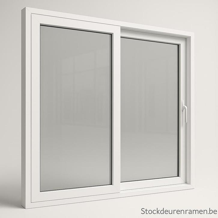 Opruiming-kunststof/PVC schuifraam dubbel glas wit-198x210, Doe-het-zelf en Bouw, Raamkozijnen en Schuifdeuren, Nieuw, Schuifpui