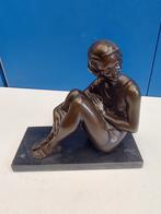 Bronzen beeldje Art Deco dame, Antiek en Kunst, Verzenden