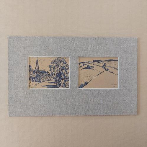 Floris JESPERS Antwerpen 1889 1965 Ardennen twee tekeningen, Antiek en Kunst, Kunst | Tekeningen en Fotografie, Ophalen of Verzenden