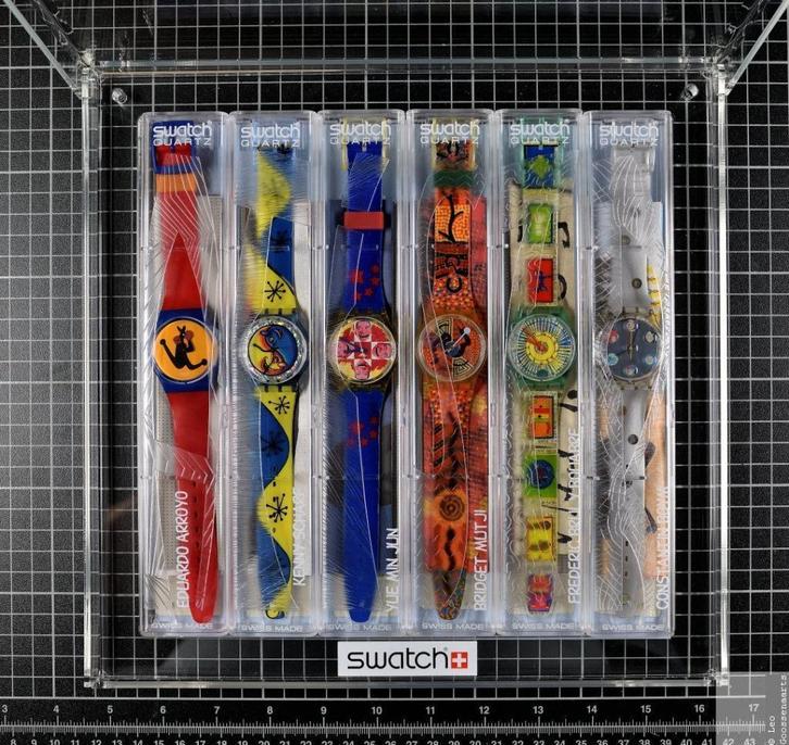 Swatch Artists 1995 in display, ongedragen, Handtassen en Accessoires, Horloges | Heren, Nieuw, Polshorloge, Swatch, Overige materialen