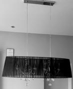 Lustre design avec abat-jour noir et pampilles en cristal, Huis en Inrichting, Lampen | Kroonluchters, Ophalen, Zo goed als nieuw