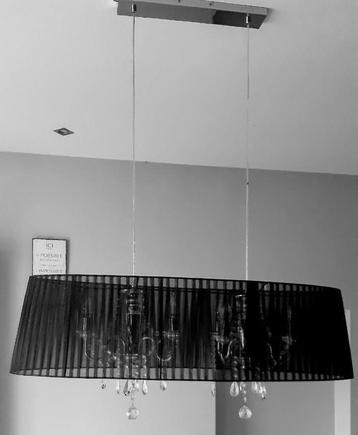 Lustre design avec abat-jour noir et pampilles en cristal beschikbaar voor biedingen