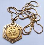 18k gouden ketting met hanger tweeling, Met hanger, Gebruikt, Geel, Ophalen of Verzenden