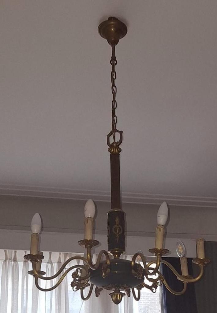 Prachtige kristallen hanglamp / plafonnière – klassiek, Huis en Inrichting, Lampen | Kroonluchters, Zo goed als nieuw, Metaal