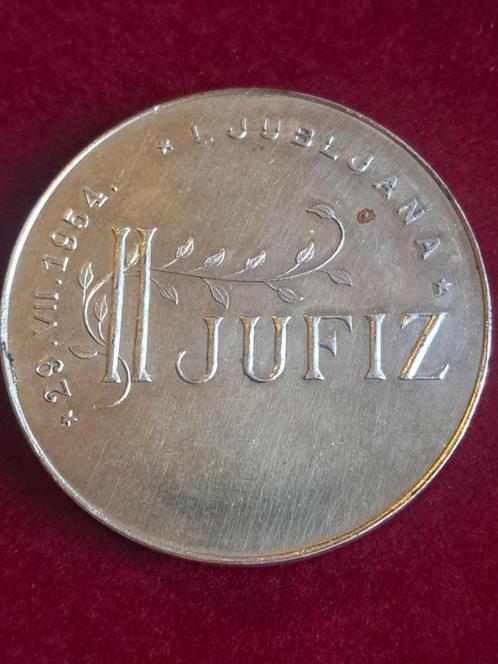 1954 Joegoslavië 2 medailles filatelie Ljubljana Demeter, Postzegels en Munten, Penningen en Medailles, Brons, Verzenden