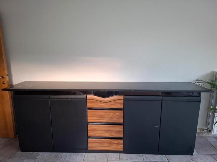 Zwarte kast 245x52x95, Huis en Inrichting, Kasten | Dressoirs, Gebruikt, 200 cm of meer, 50 tot 75 cm, Met lade(s), Met deur(en)