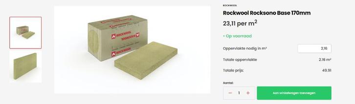 Rotswol (steenwol) isolatie 170 mm, Doe-het-zelf en Bouw, Isolatie en Afdichting, Nieuw, Vloerisolatie, Muurisolatie, Steenwol