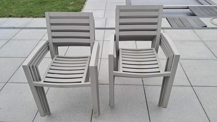 Lot de 9 chaises / fauteuils de jardin en métal empilables, Tuin en Terras, Tuinstoelen, Gebruikt, Metaal, Ophalen