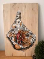 Schilderij op hout kip en ei door Mk Art, Ophalen of Verzenden