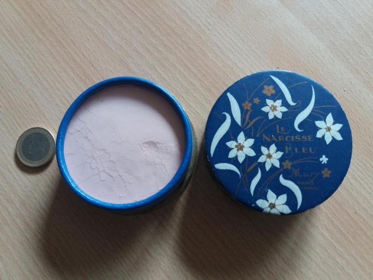 Vintage poederdoos Le Narcisse Bleu, Mury, Verzamelen, Parfumverzamelingen, Zo goed als nieuw, Overige typen, Gevuld, Verzenden