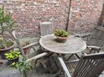 Teak tuintafel met 4 stoelen, Ophalen, Gebruikt, Rond, Teakhout