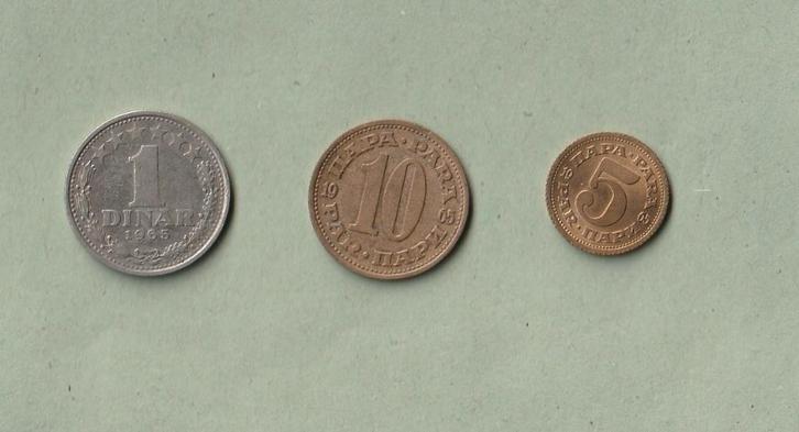 Joegoslavië : 3 (gebruikte) munten (1965-1984), Postzegels en Munten, Munten | Europa | Niet-Euromunten, Setje, Joegoslavië, Ophalen of Verzenden