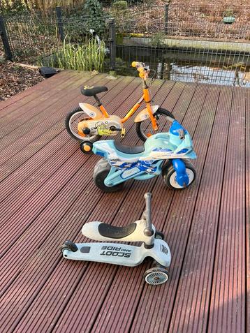 Verstelbare step, moto en kinderfiets. beschikbaar voor biedingen