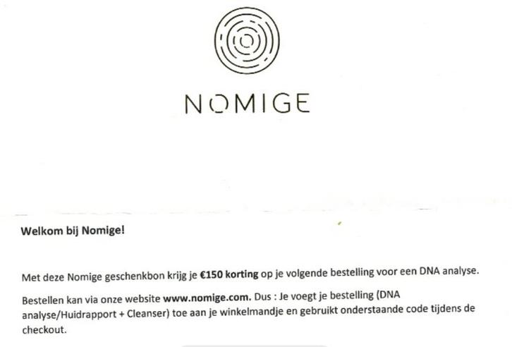 Chèque-cadeau d'analyse ADN NOMIGE, Tickets & Billets, Réductions & Chèques cadeaux, Une personne, Autres types, Bon de réduction