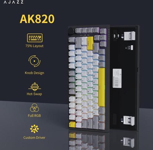 Ajazz AK820 - 75% Bedraad RGB Gaming Toetsenbord - Mechanisc, Games en Spelcomputers, Spelcomputers | Overige Accessoires, Nieuw