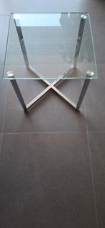 Glazen bijzettafel 45x45 br  x44 hoog, Ophalen, Glas