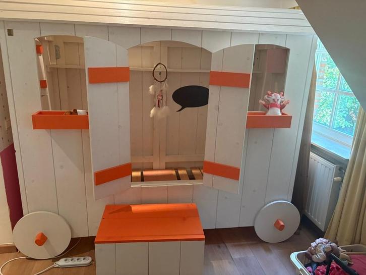 Pipo wagen bed handgemaakt door twee beren, Kinderen en Baby's, Kinderkamer | Bedden, Zo goed als nieuw, 180 cm of meer, 100 cm of meer