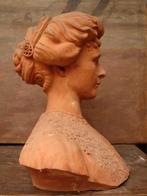 Art Nouveau buste 1915 G. MONNEHAYE terracotta portret hoofd, Ophalen