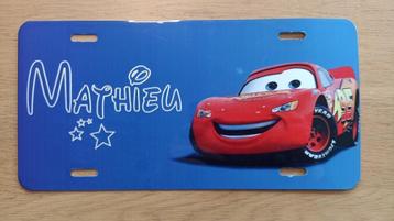 Plaque de porte métallique Cars Flash McQueen Mathieu 30x15  beschikbaar voor biedingen