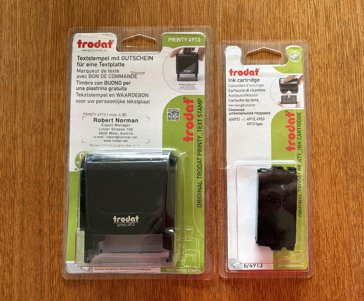 nieuw - Trodat Printy 4913 stempel + 2 cartridges, Diversen, Bureau-accessoires, Nieuw, Ophalen of Verzenden