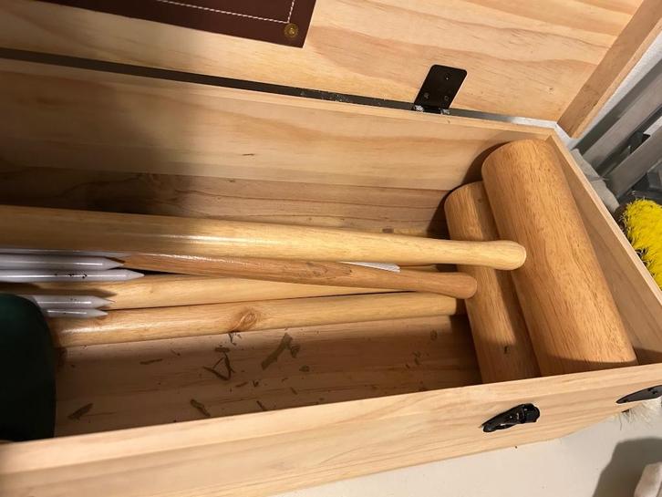 Jack London croquetspel in houten kistje, Tuin en Terras, Overige Tuin en Terras, Nieuw, Ophalen